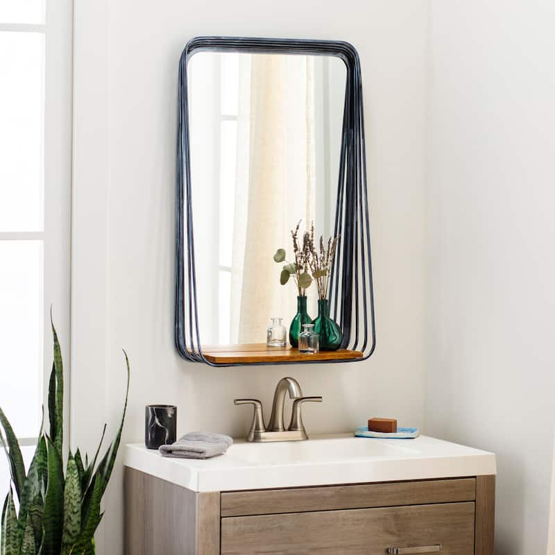 Atticus Pharmacy-Style Black Mirror - 32"H x 19"W