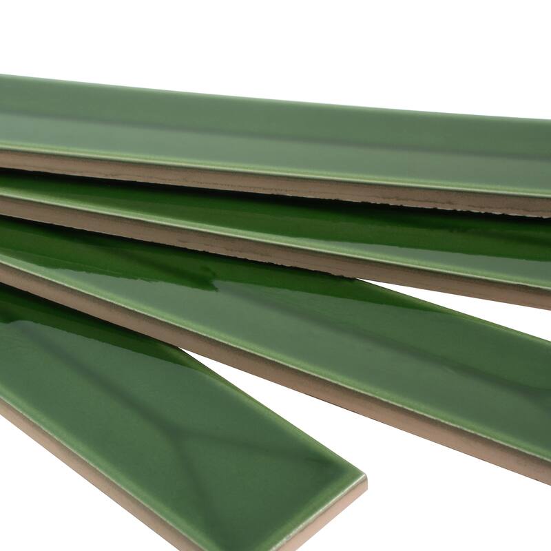 Apollo tile 2" x 16" Horizonte Glossy Forest Green Ceramic Tile (10.76 sq ft/case) - 50 Pack