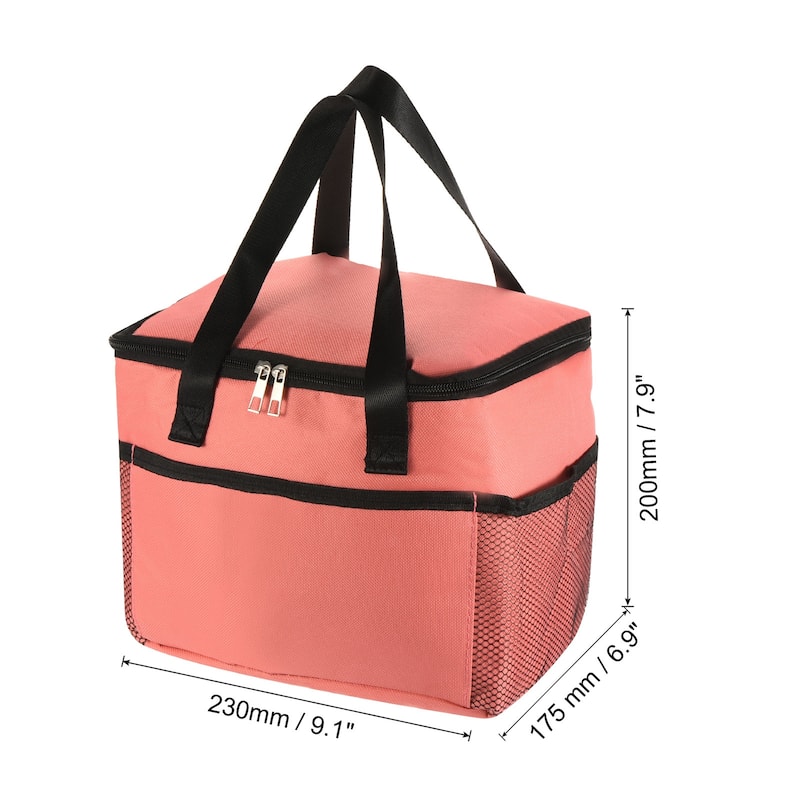 Lunch Bag Tote Bag with Pocket for Work Picnic 9.1"x6.9"x7.9", Black