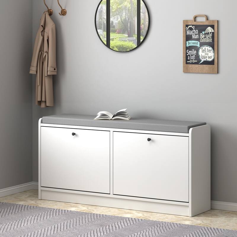 Shoe Rack Bench Shoe Organizer Cabinet with Cushion for Entrance, Hallway