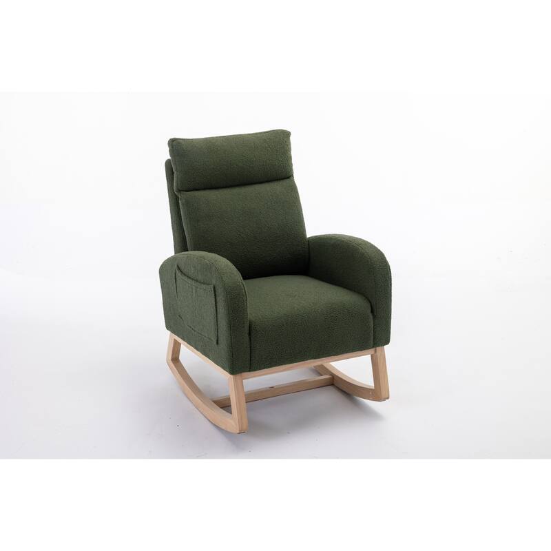 Teddy Fabric Rocking Chair with Right Pocket