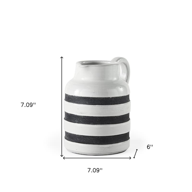 HomeRoots 7" Blue And White Cylinder Ceramic Urns Jars