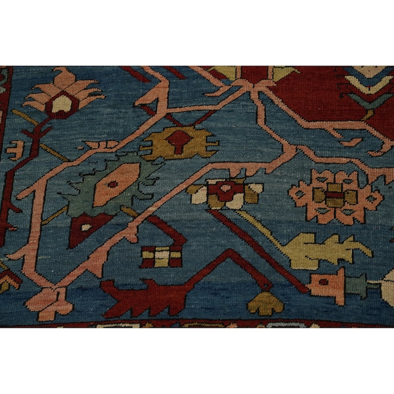 Hand Knotted Oriental 100% Wool Carpet Traditional Medallion Oranges & Rust Heriz (serapi) Area Rug - 14' 1'' X 11' 3''