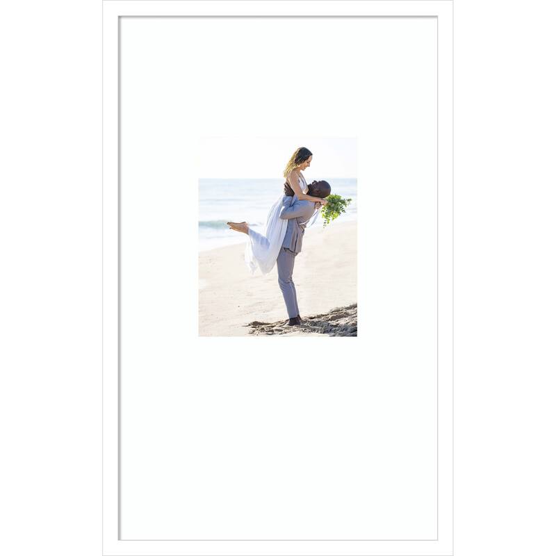Svelte Clay Grey Framed Picture Frame, Photo Frame - 16x26 Matted White 8x10 - Svelte White