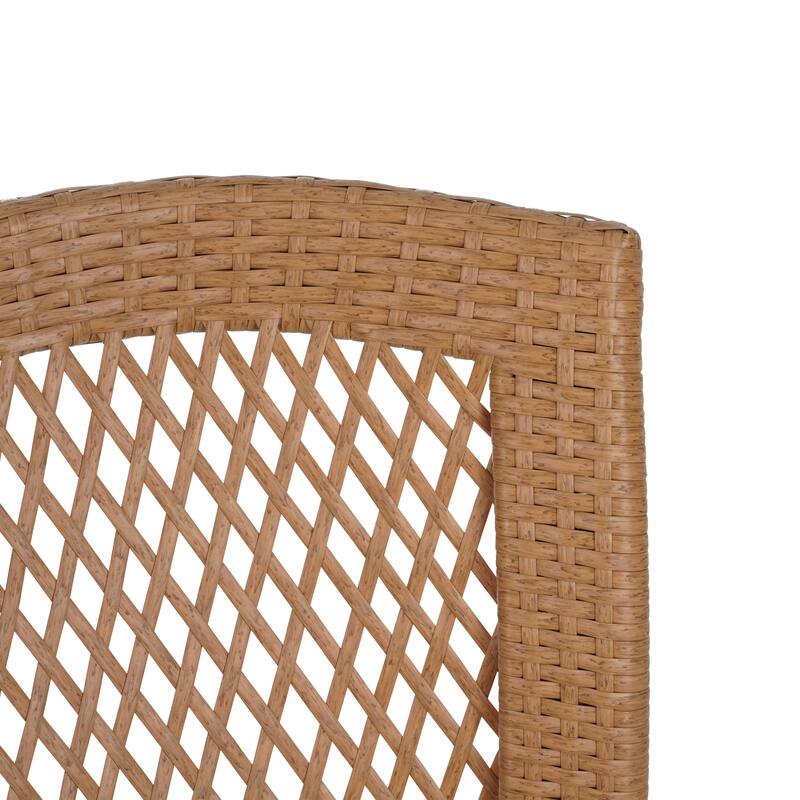 Roomfitters Set of 2 Stackable Outdoor Dining Chairs, Diamond-Mesh PE Wicker with Iron Frame