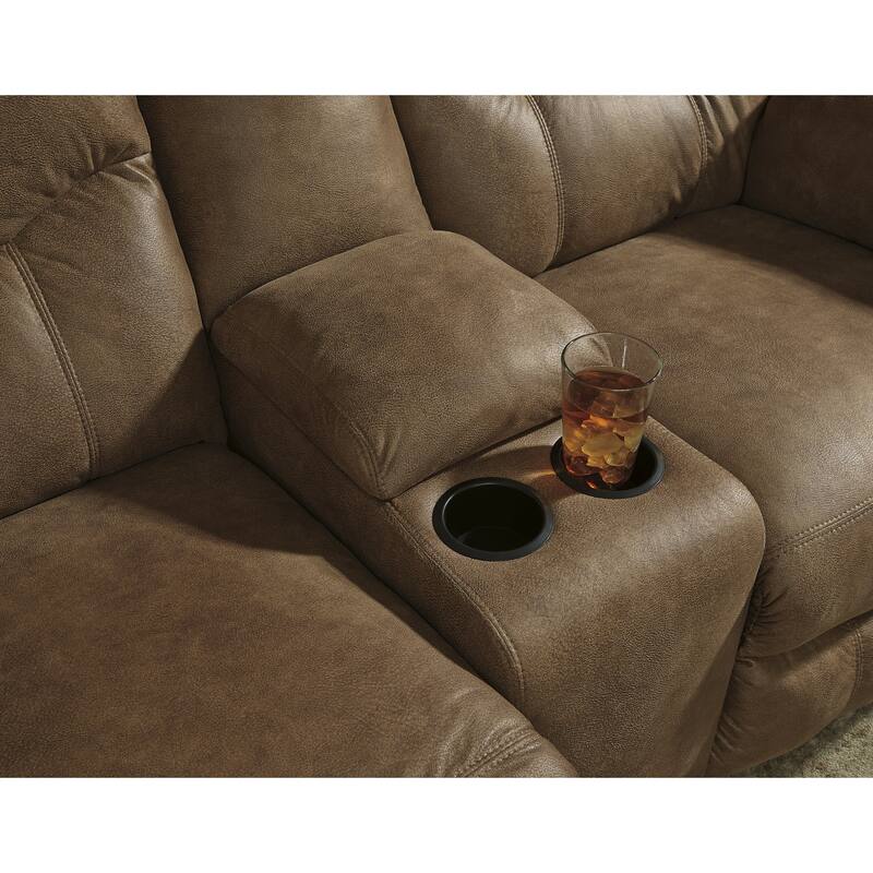 Signature Design by Ashley Boxberg Brown Reclining Loveseat with Console