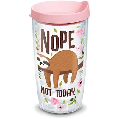 Tervis Sloth Nope Not Today Made in USA Double Walled Insulated Travel Tumbler, Classic - 16oz
