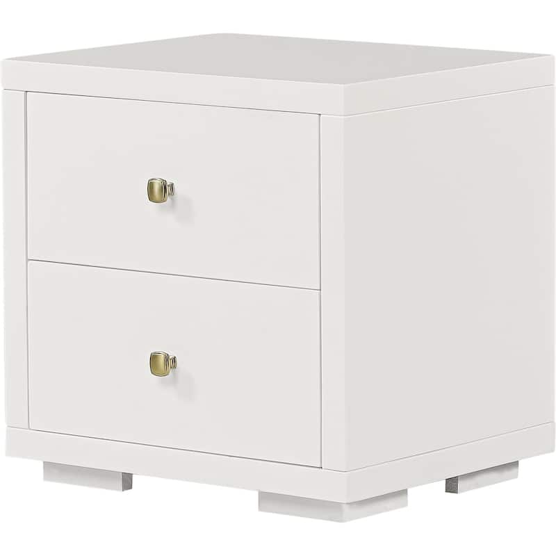 19-Inch Modern Solid Wood Nightstand with 2 Soft Close Drawers for Bedroom or End Table Use