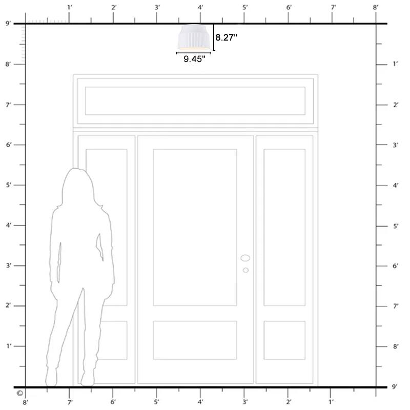 1-Light Matte White Flush Mount Ceiling Light with Ceramic Drum Shade - Dia.9.45-in