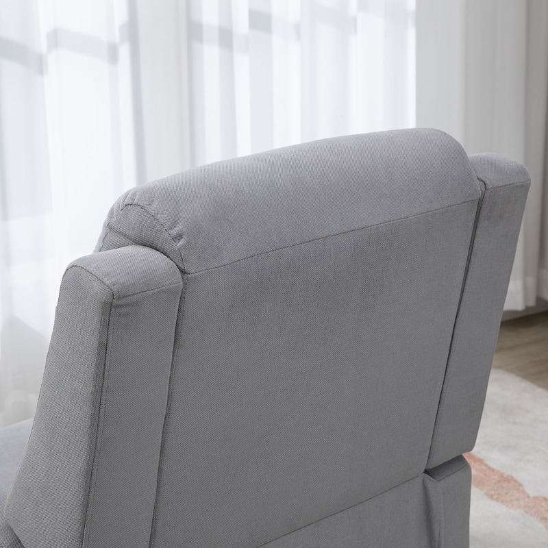 HOMCOM Fabric Recliner Chair, Modern Push Back Reclining Chair, Overstuffed Seating with Footrest, Solid Wood Legs, Gray