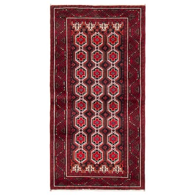 ECARPETGALLERY Hand-knotted Royal Baluch Red Wool Rug - 3'1 x 6'2