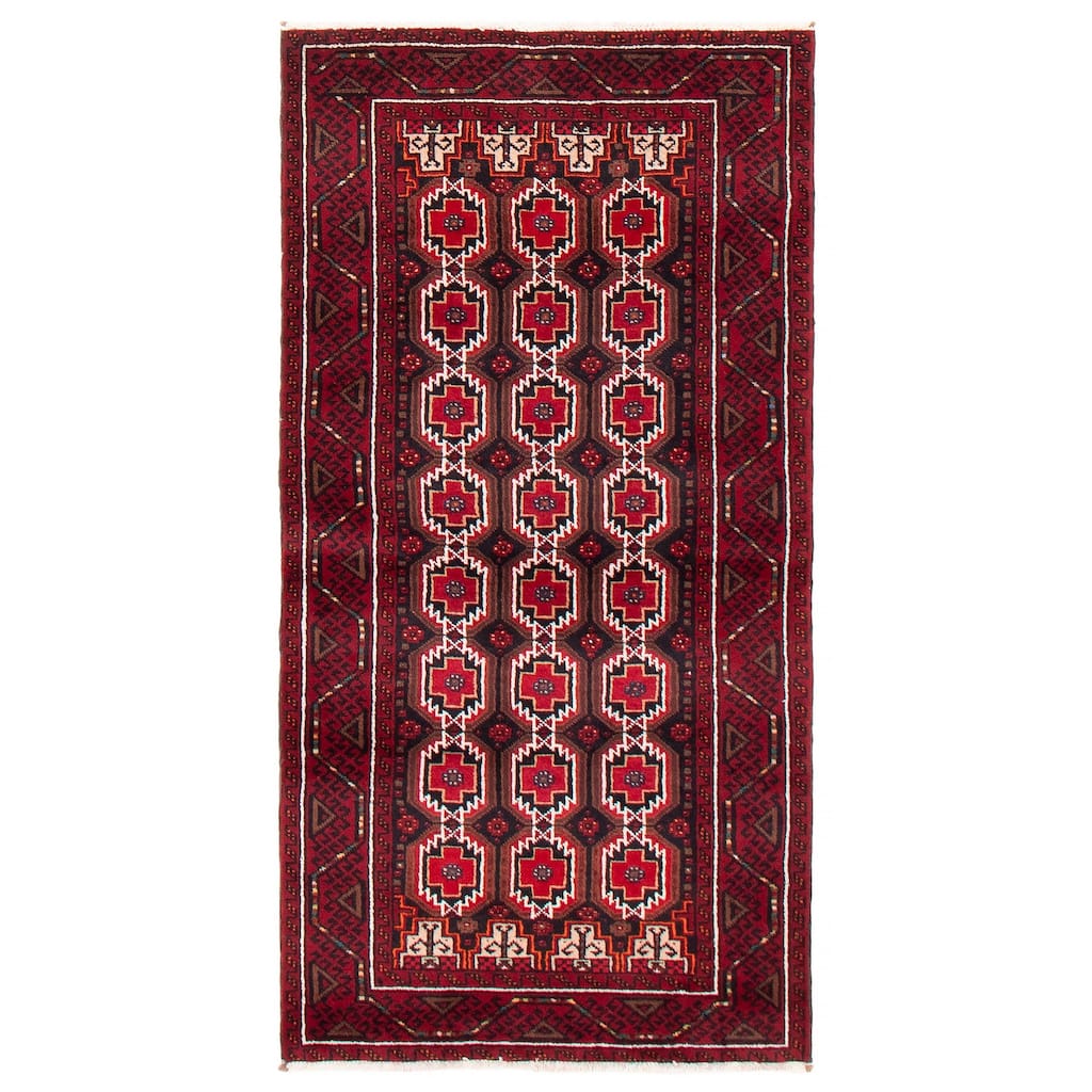 ECARPETGALLERY Hand-knotted Royal Baluch Red Wool Rug - 3'1 x 6'2