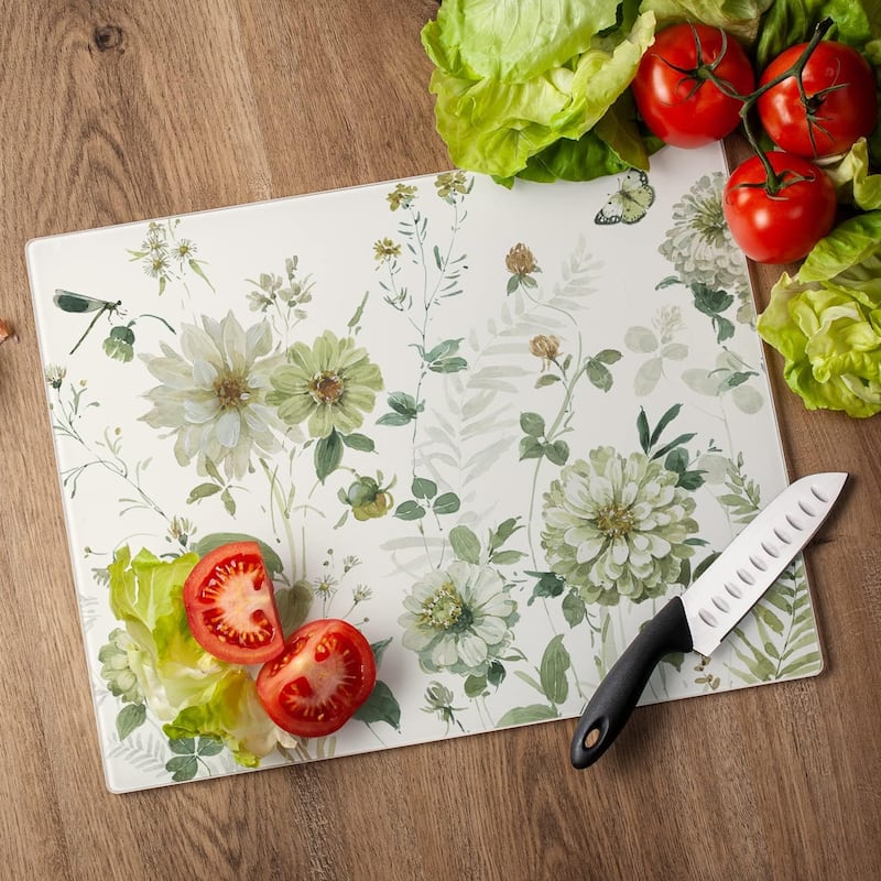 Green Fields 3mm Heat Tolerant Tempered Glass Cutting Board 15” x 12” Manufactured in the USA Dishwasher Safe