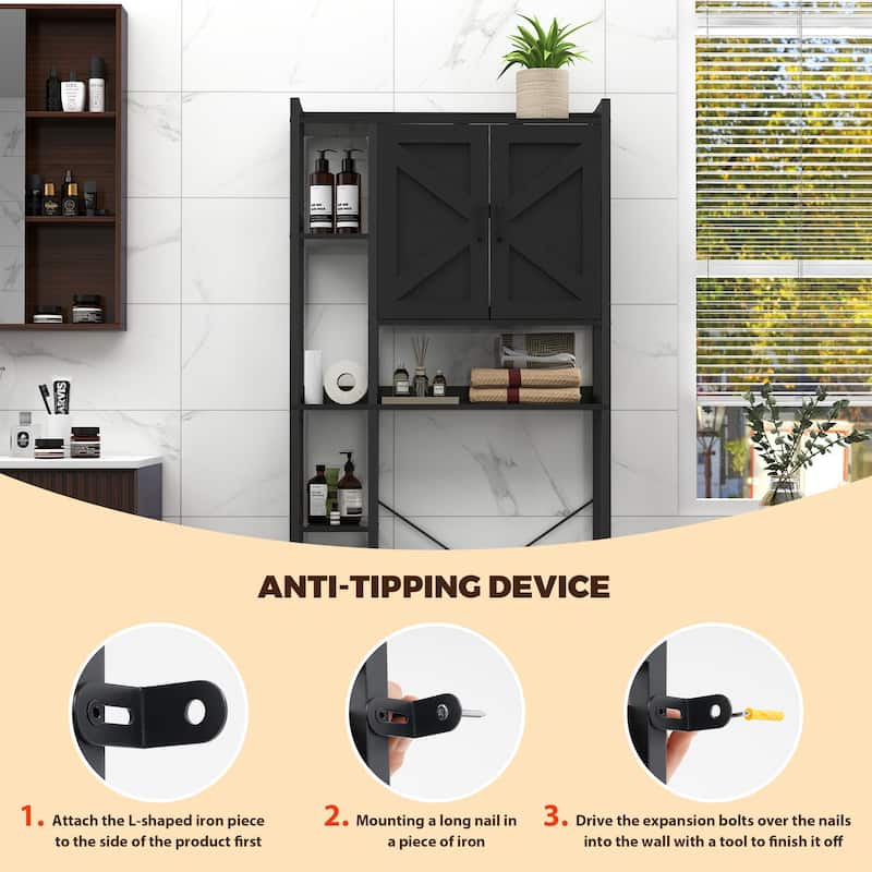 Over The Toilet Storage Cabinet Bathroom Organizer with Double Doors