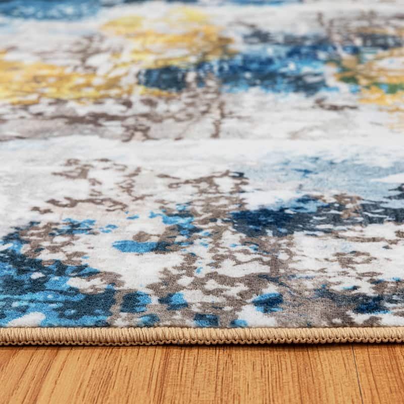 Modern Plant Abstract Area Rugs No-Shedding, Low Pile Foldable Carpet