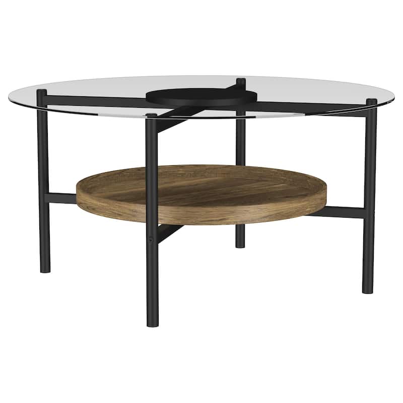 Delfin Round Coffee And End Table Set Brown