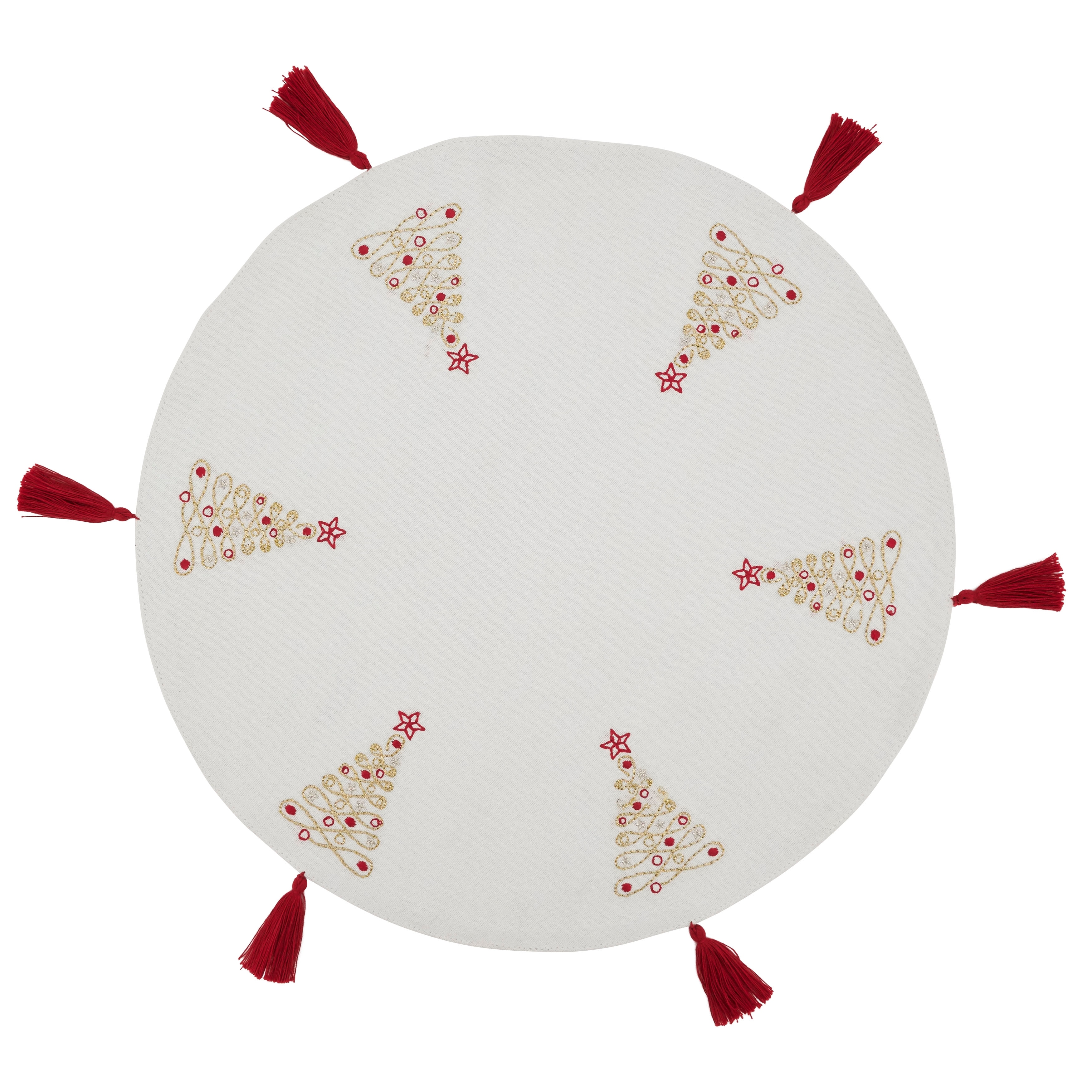 Embroidered Placemats With Christmas Trees Design (Set of 4)