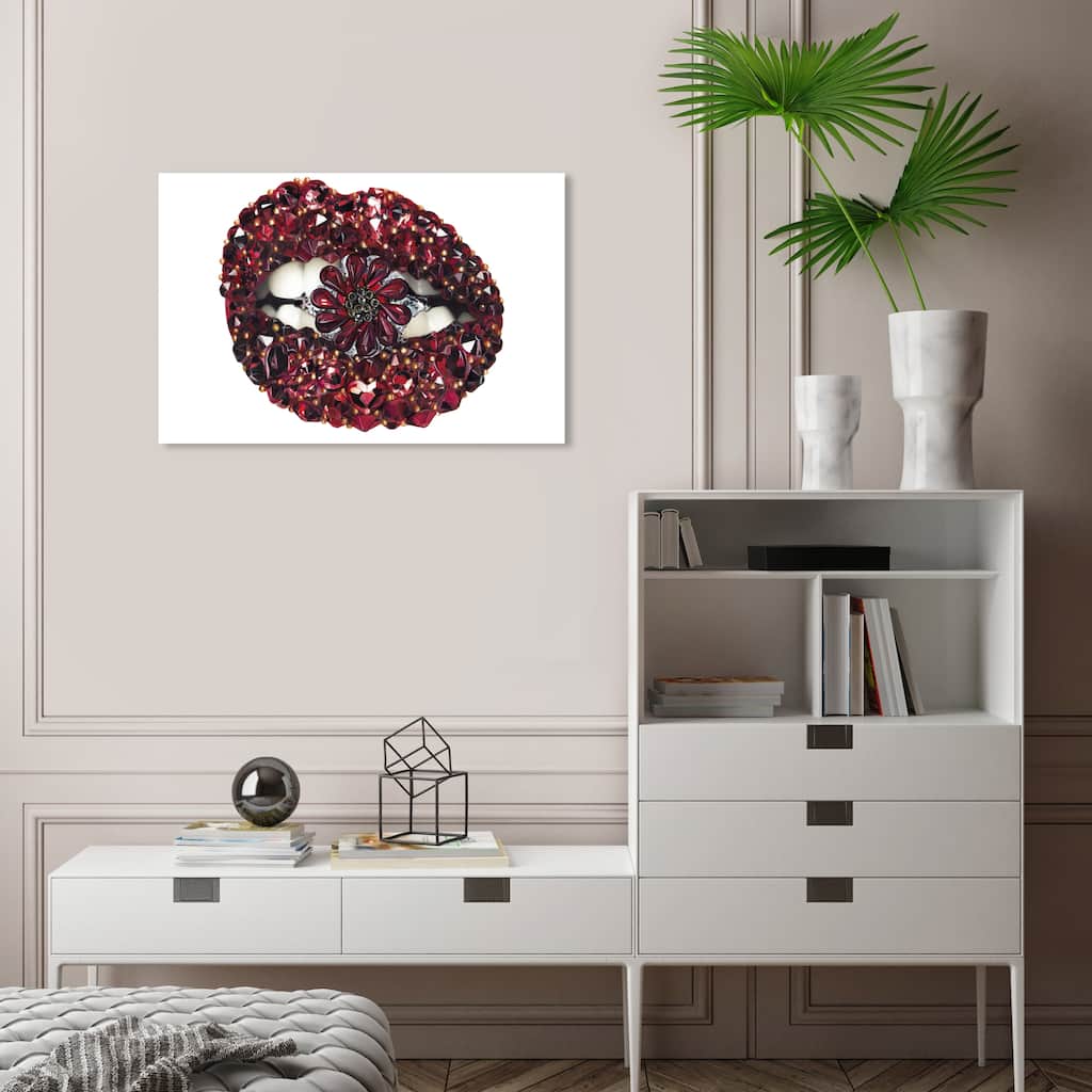 Wynwood Studio Canvas Fashion and Glam Red Lips Red and Dark Red Glam Wall Art Canvas Print