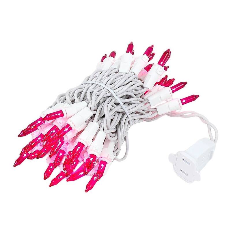 50 Light Christmas Mini Light Set, White Wire, 11' Long