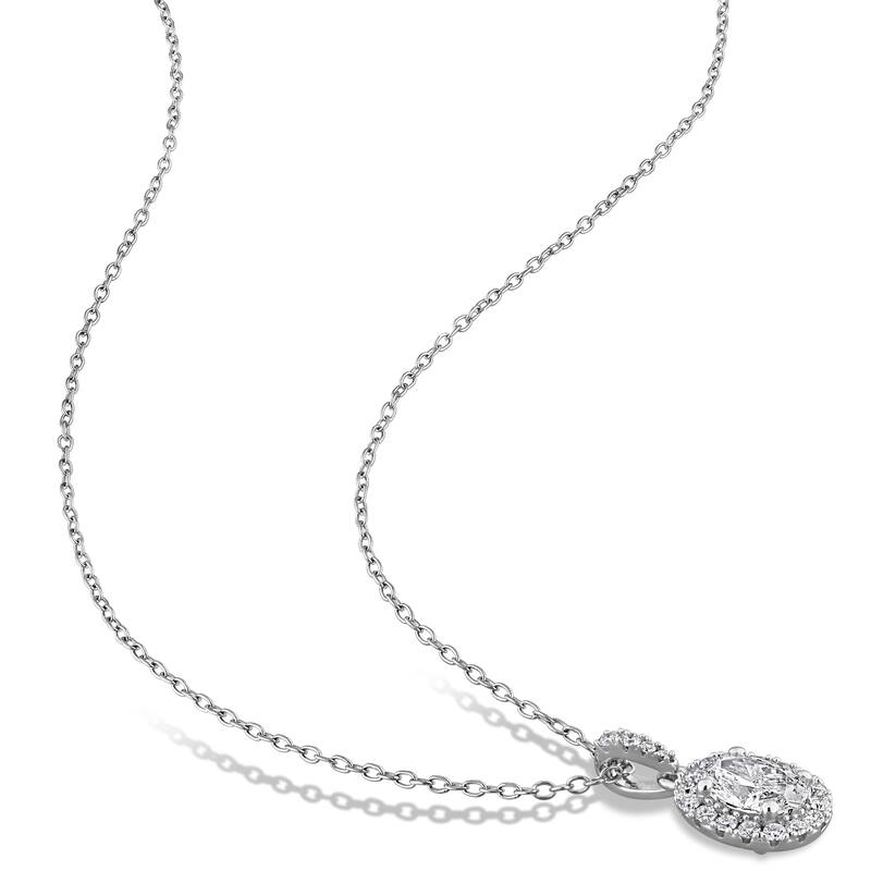 Miadora Sterling Silver Lab-Grown Diamond Necklace and Earring Set