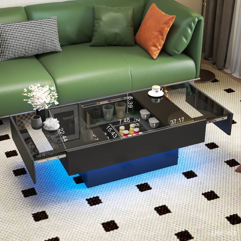 Coffee Table with Sliding Tabletop, Center Table with Hidden Storage Compartment, Extendable Table for Living Room