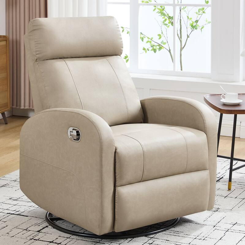 HOMYKA Modern Faux Leather Rocking Recliner with Swivel