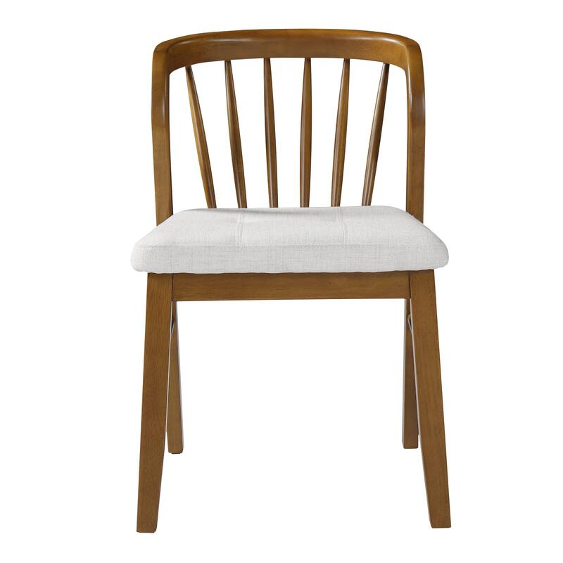 Christopher Knight Home - Modern 7-Piece Wooden Dining Table Set with Fabric Upholstered Windsor Dining Chairs