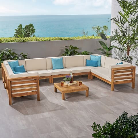 Oana Outdoor Acacia Sectional Sofa Set by Christopher Knight Home