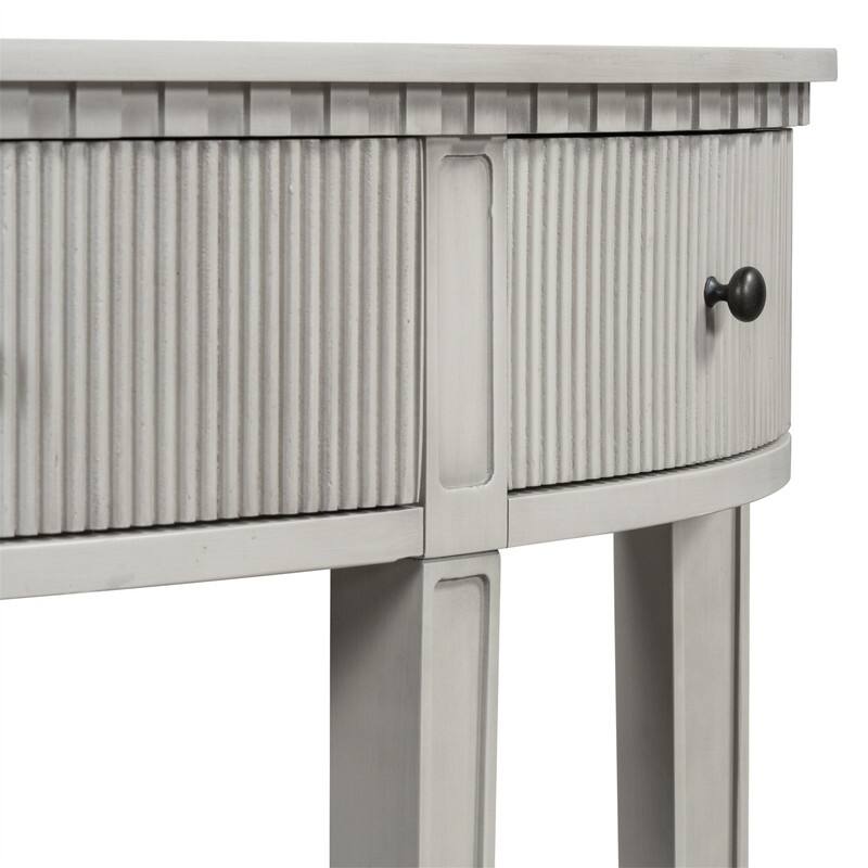 Curve Design Console Table with 3 Storage Drawers, Modern Entryway Table Sofa Table with Vertical Stripe Design and 4 Legs