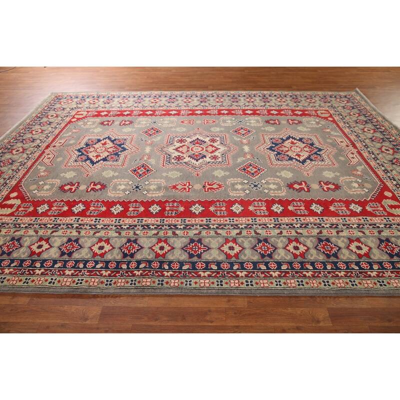 Traditional Grey Kazak Oriental Area Rug Handmade Wool Carpet - 8'7"x 11'5"