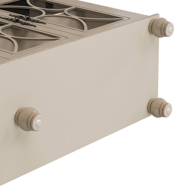 59.45" Antique 4-Door Cabinet with Tempered Glass Doors, Retro Buffets Sideboards, European Hallway Accent Cabinet