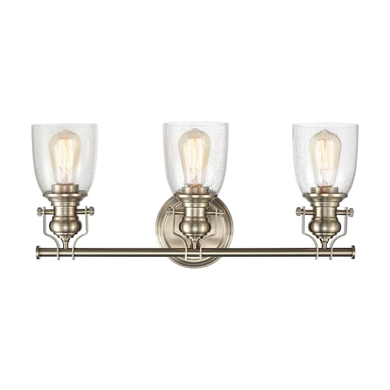 Elk Home Chadwick Satin Nickel With Seedy Glass 3 Light Vanity Light