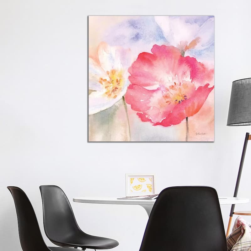 iCanvas "Watercolor Poppy Meadow Pastel II" by Cynthia Coulter Canvas Print - 37x37x1.5