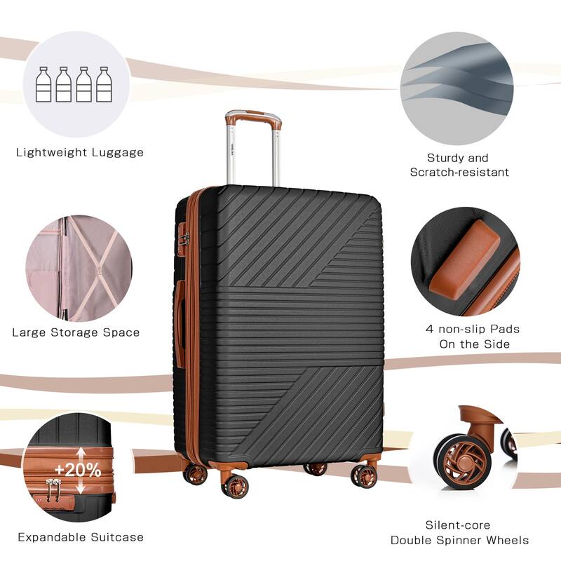 3 Piece Hardshell Luggage Spinner 8 Wheels Suitcase Sets (20"24"28")