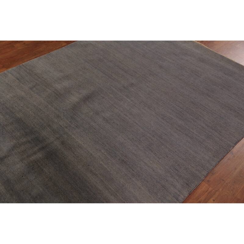 Modern Grey Gabbeh Oriental Area Rug Handmade Wool Carpet - 5'0" x 6'9"