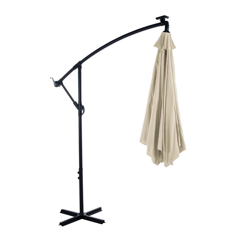 Glam 10-foot Solar LED Cantilever Umbrella with Base (UV 50+)