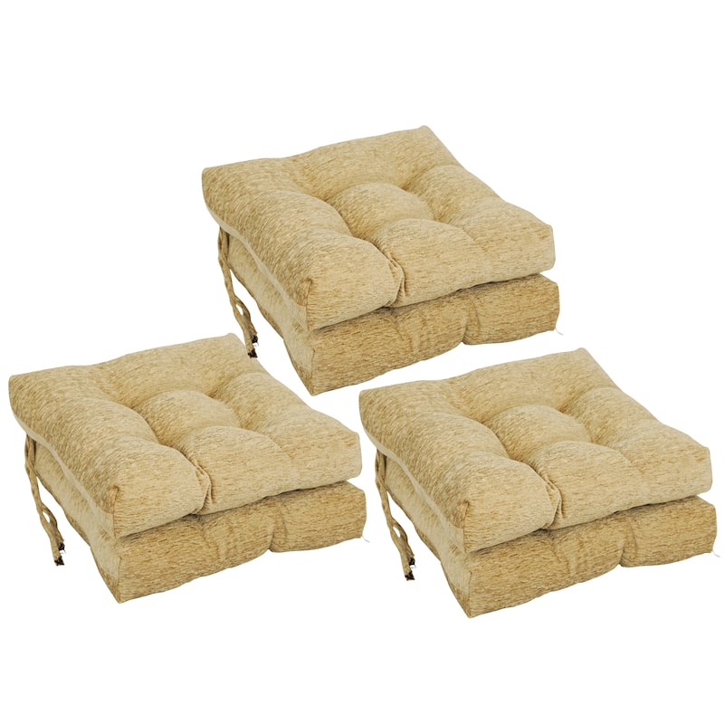 16-inch Square Jacquard Chenille Tufted Chair Cushions (Set of 2 or 4) - 16 x 16 - Hawthorne Multi - Set of 6