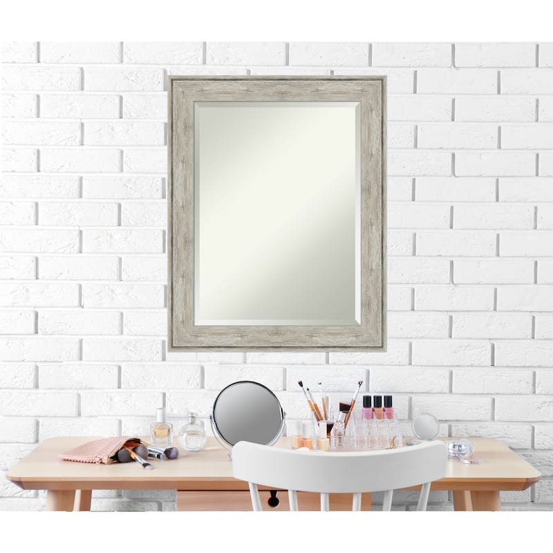 Beveled Bathroom Wall Mirror - Crackled Metallic Frame