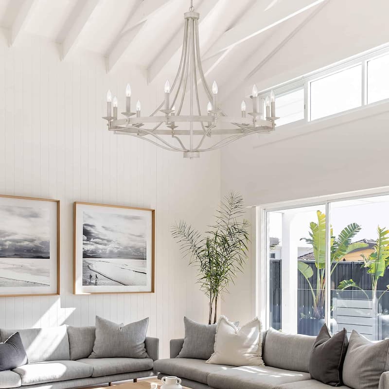 Fidenza 12-light Modern Farmhouse Empire Wagon Wheel Chandelier with UL - D40'' * H135''