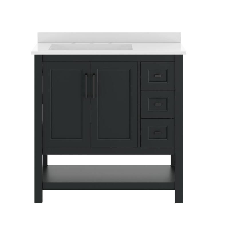 Bathroom Vanity with Sink, Open Storage, and Storage Drawers