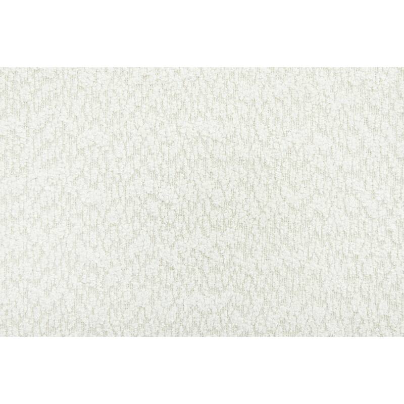 Modern White Boucle Upholstered Bed with Rubberwood Legs, Queen
