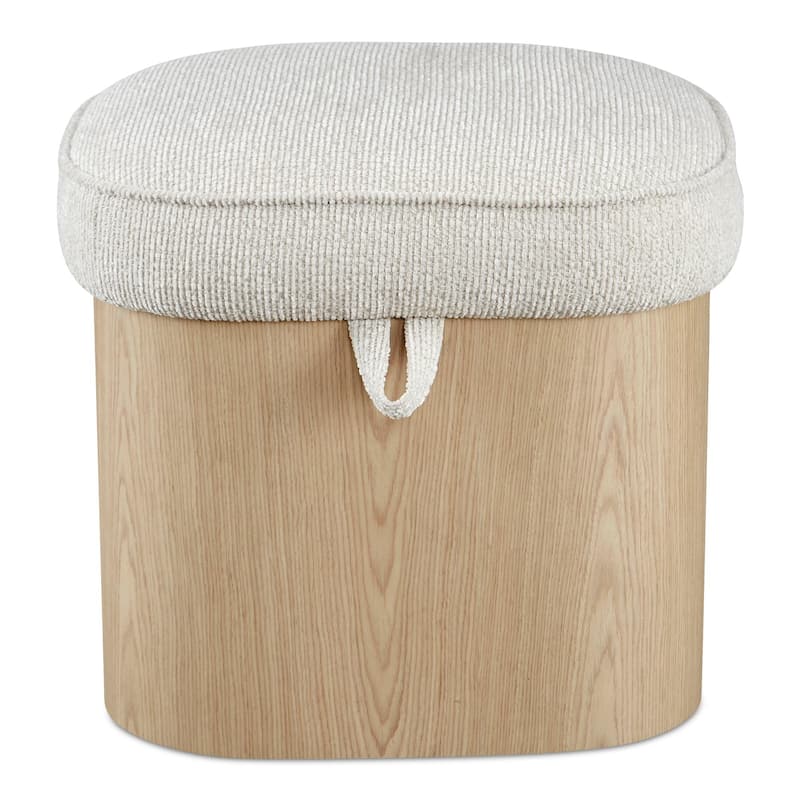 NADAAL STUDIOS Clarisse, Storage Stool With Upholstered Seat - 20"W x20"D x19"H - beige/Natural