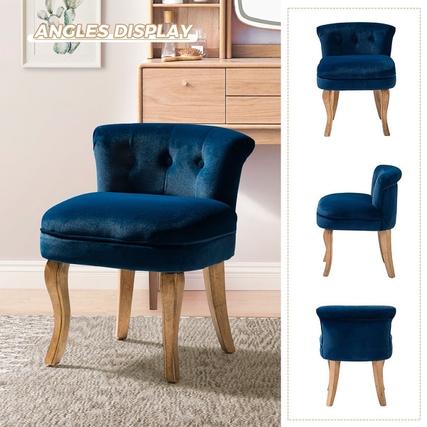 Blue velvet dressing table chair discount
