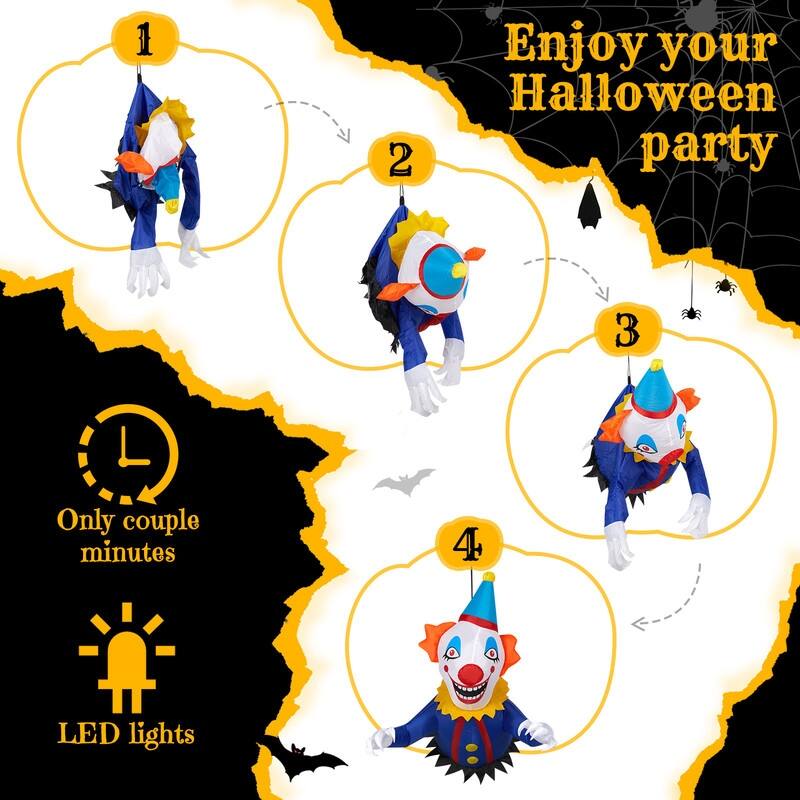40 in. Halloween Clown Inflatable Decorations Broke Out From Window