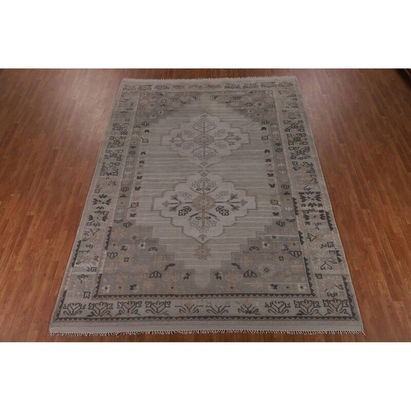 Geometric Heriz Serapi Indian Area Rug Hand-Knotted Wool Carpet - 8'9"x 11'8"