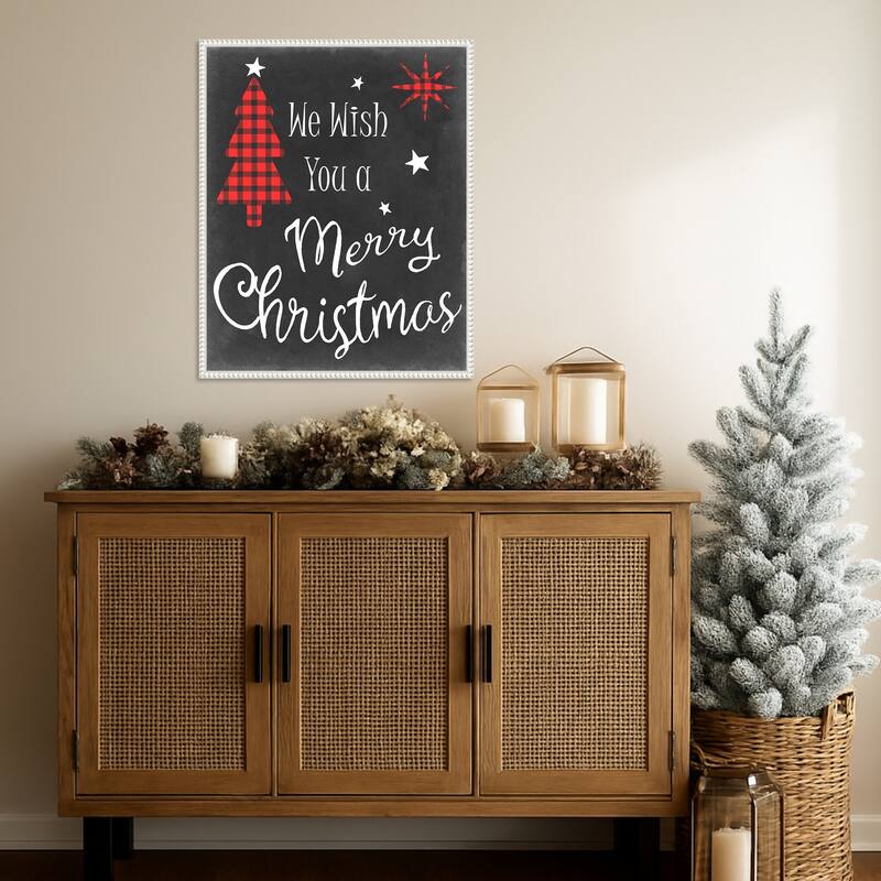 We Wish in Red by Sharon Chandler (23 x 28 in.), Framed Canvas Wall Art Print - Sylvie Beaded White