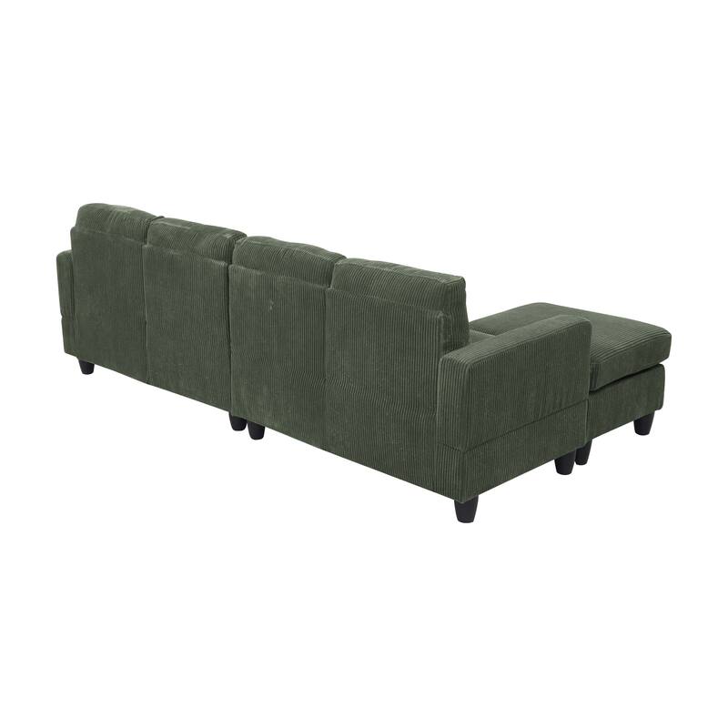 U Shaped Modular Sectional Sofa with Ottoman, Corduroy 4 Seater Sectional Sofa, Corner Sectional Sofa with Removable Cushions聽