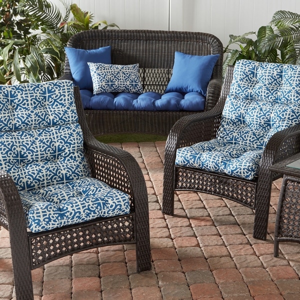 Greendale Home Fashions Outdoor Indigo High Back Chair Cushions