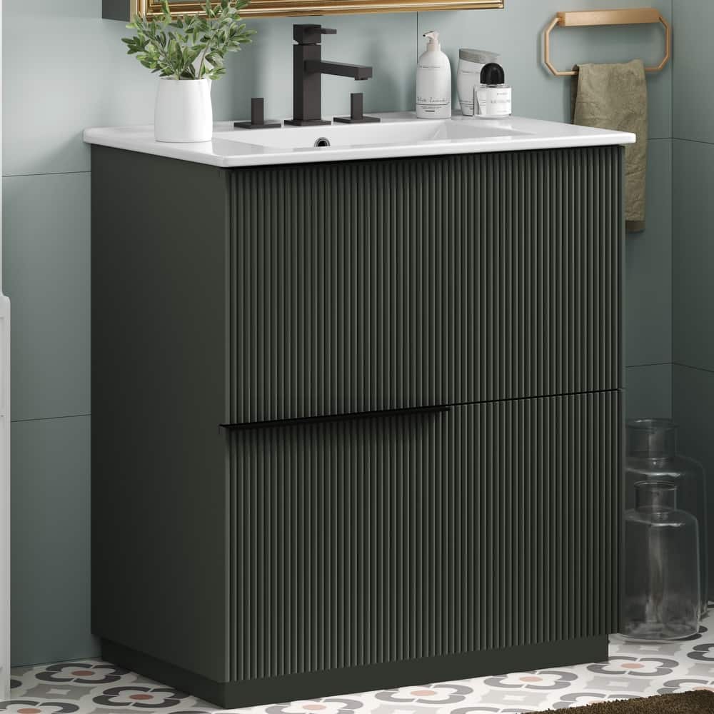Christopher Knight Home - Moss 30" Bathroom Vanity with Ceramic Sink and Full-Extension Drawers