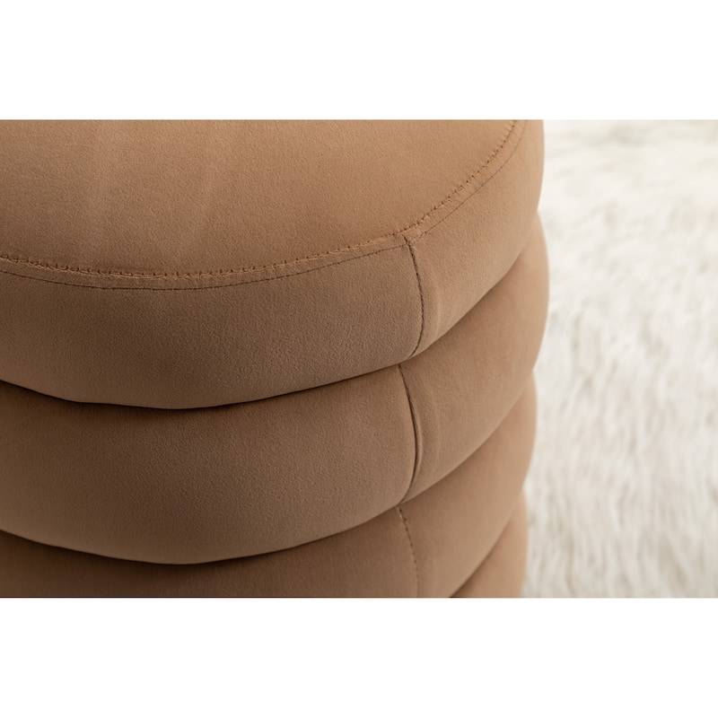 Soft Velvet Round Ottoman Footrest Stool